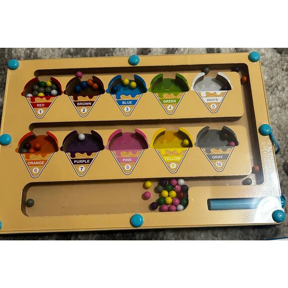 Montessori Wooden Magnetic Color & Number Maze Ice Cream Board - Picture 2 of 3